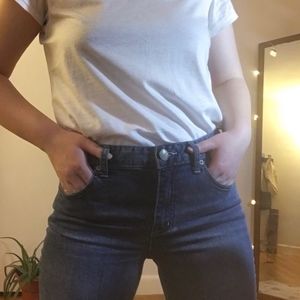 Mid-Rise Skinny Ankle Jeans with Zippers
